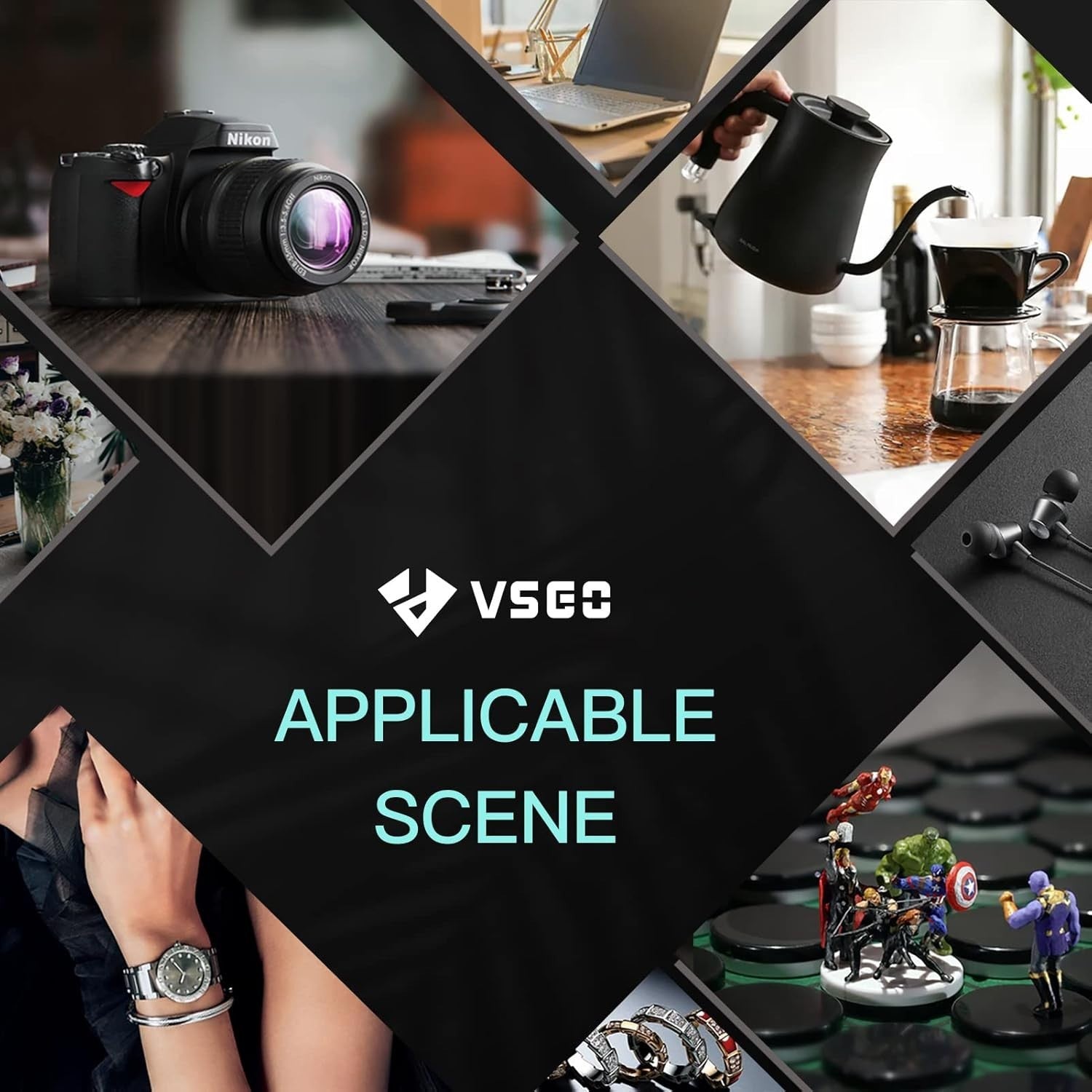 VSGO camera air blower with soft tip, single air intake, self-suction cup for cleaning camera lenses and delicate equipment.
