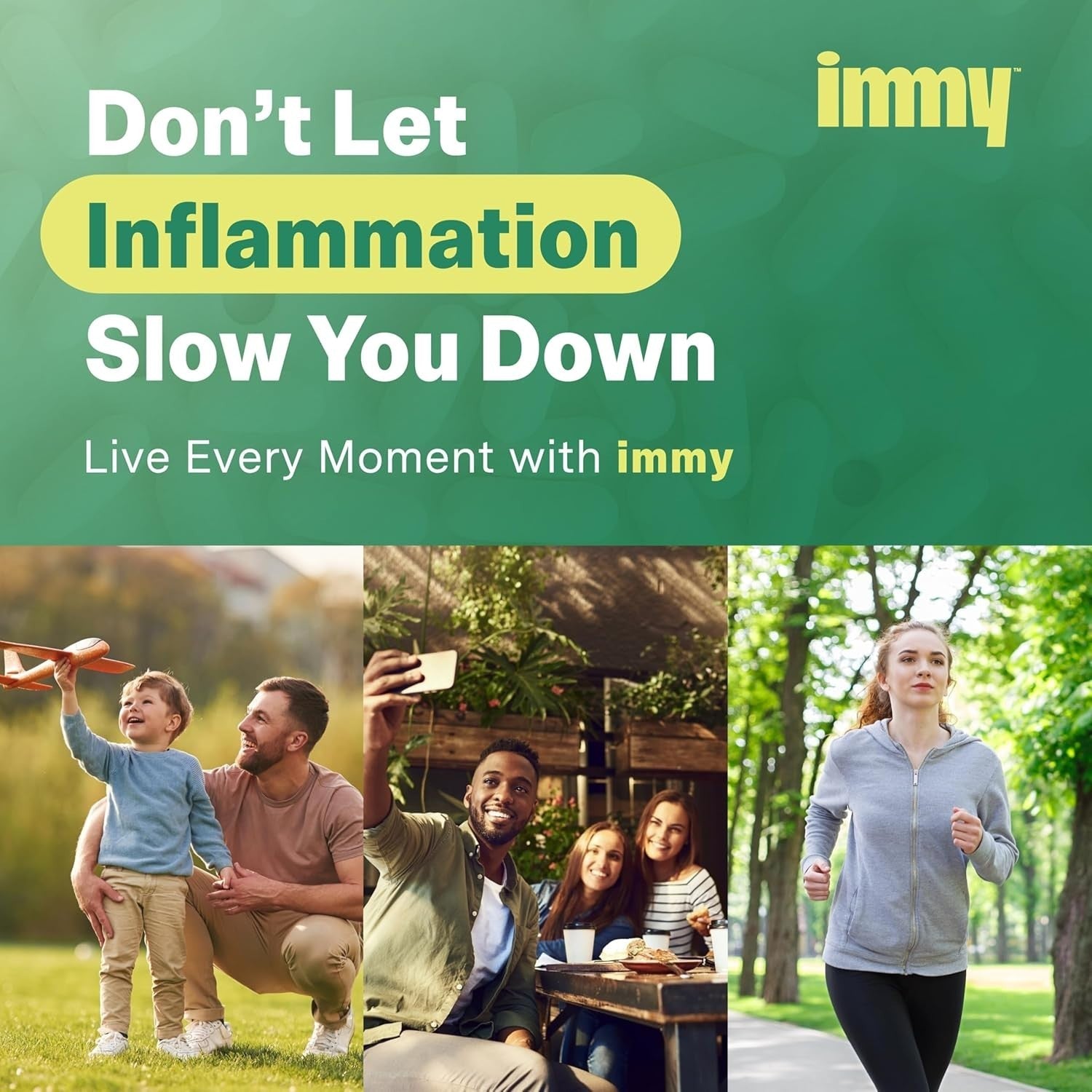 IMMY Doctor-Developed Inflammation Support capsules for healthy inflammation response, in a bottle of 90 capsules.