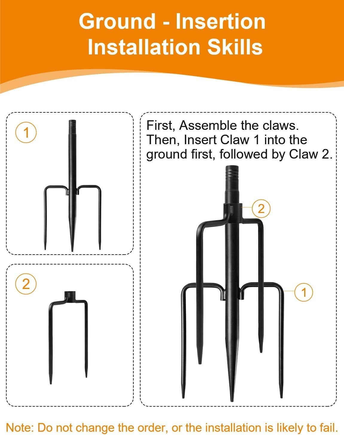 Four Fussion outdoor string light poles with thickened metal for hanging Christmas lights, ideal for outdoor decorating.