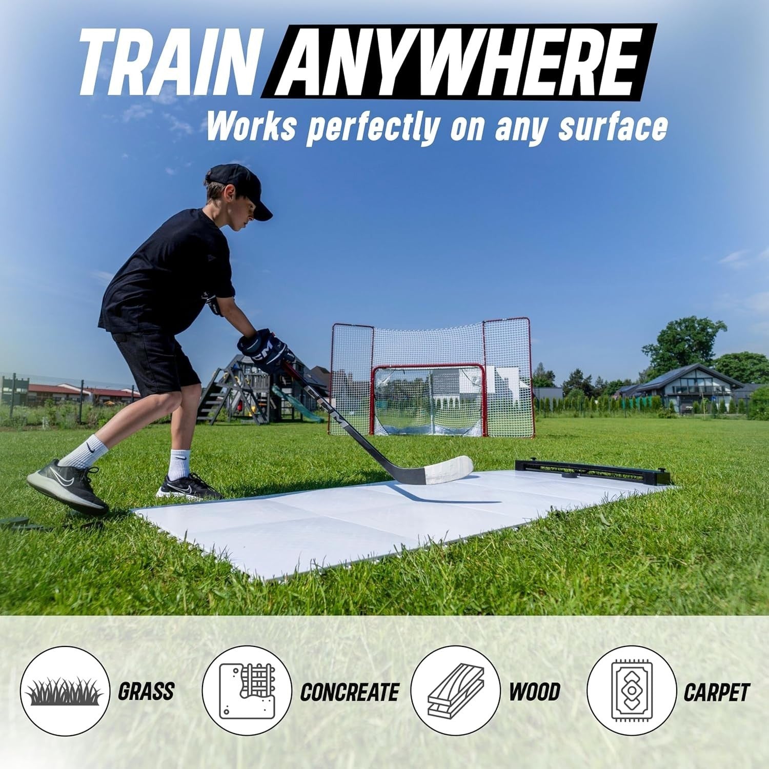 Better Hockey Extreme Dryland Flooring Tiles for synthetic ice hockey training, featuring interlocking plastic panels.