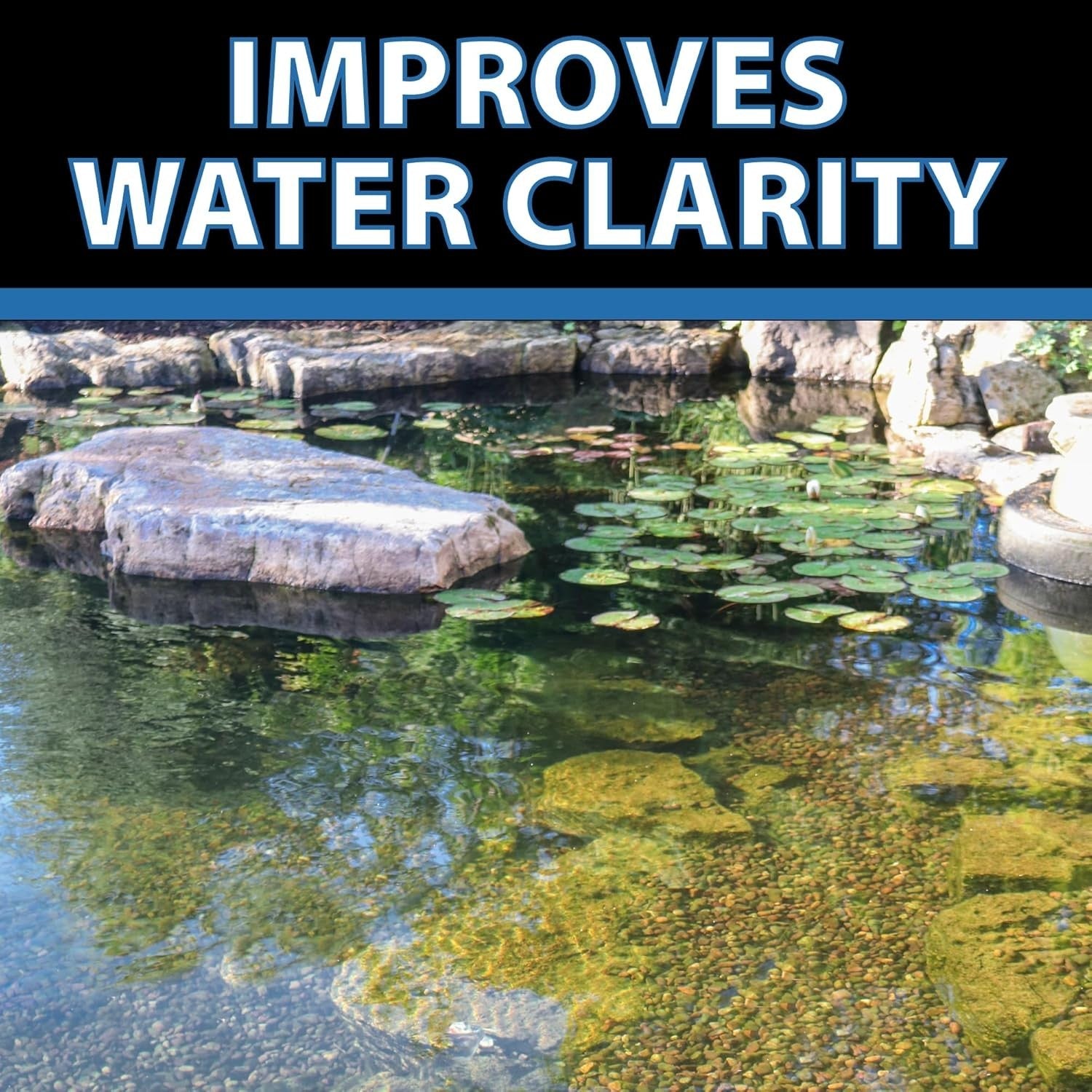 CrystalClear Barley Extract pond treatment bottle, natural water clarifier for fountains and pond water clarity enhancement.