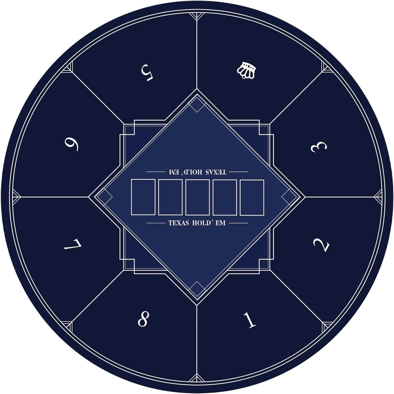 Nuveti 55-inch round poker mat for Texas Holdem, portable poker table with green felt surface and black edge, suitable for gaming.