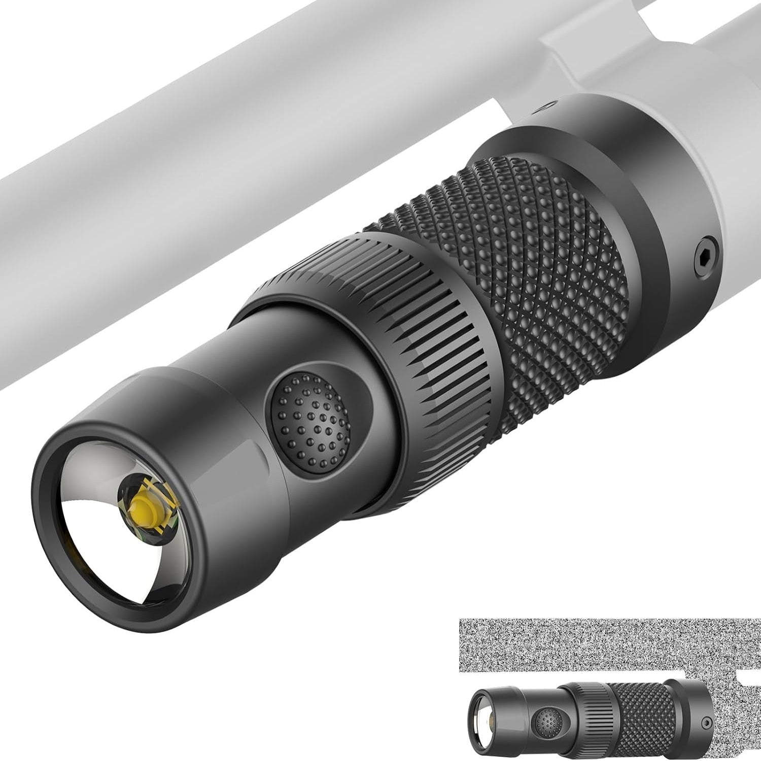 TOUGHSOUL tactical mag tube cap flashlight with 500 lumens for Winchester 12 gauge shotgun, mounted on the magazine tube.