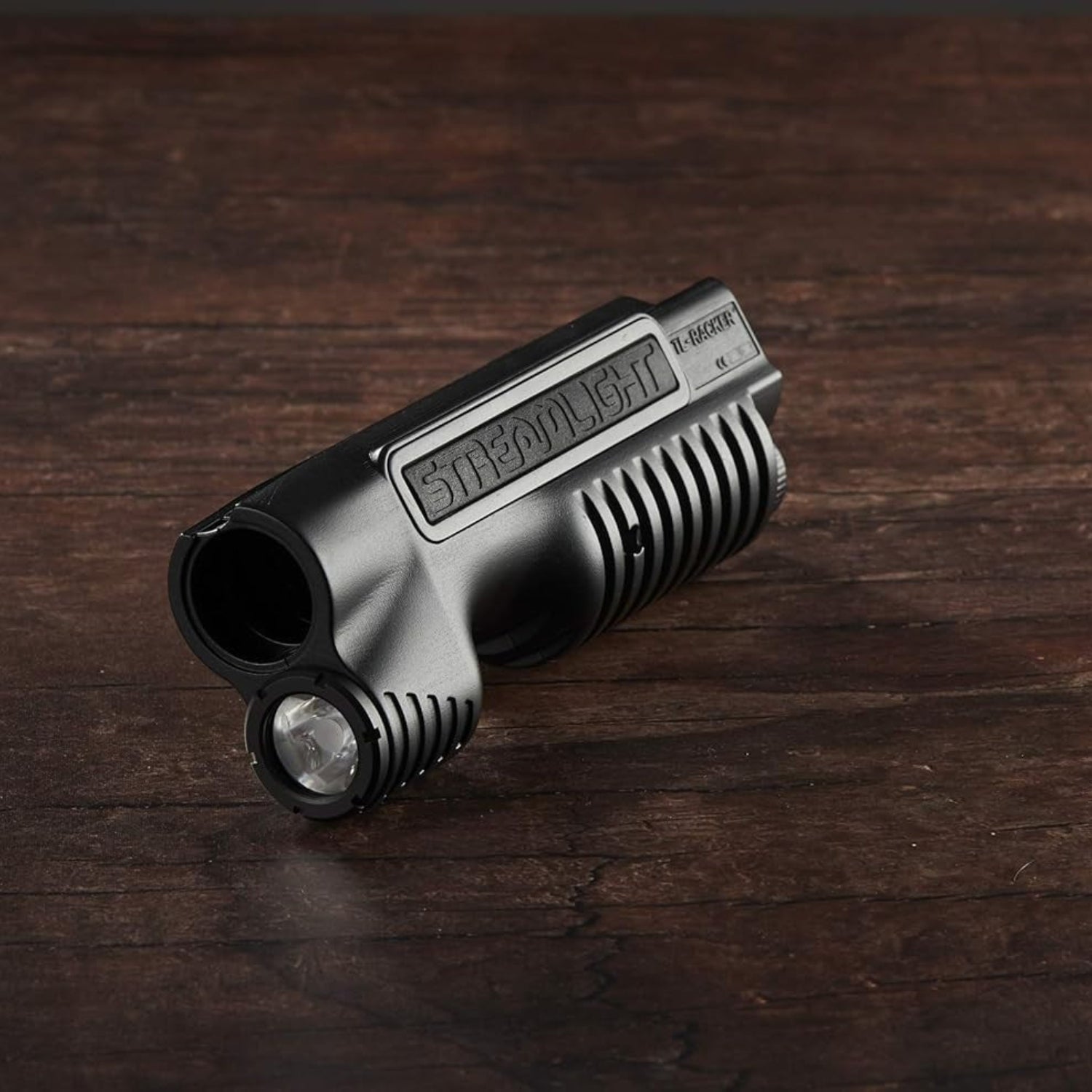 Tactical Streamlight 69600 TL-Racker forend with integrated 1,000-lumen light and 20,000-candela beam on firearm rail