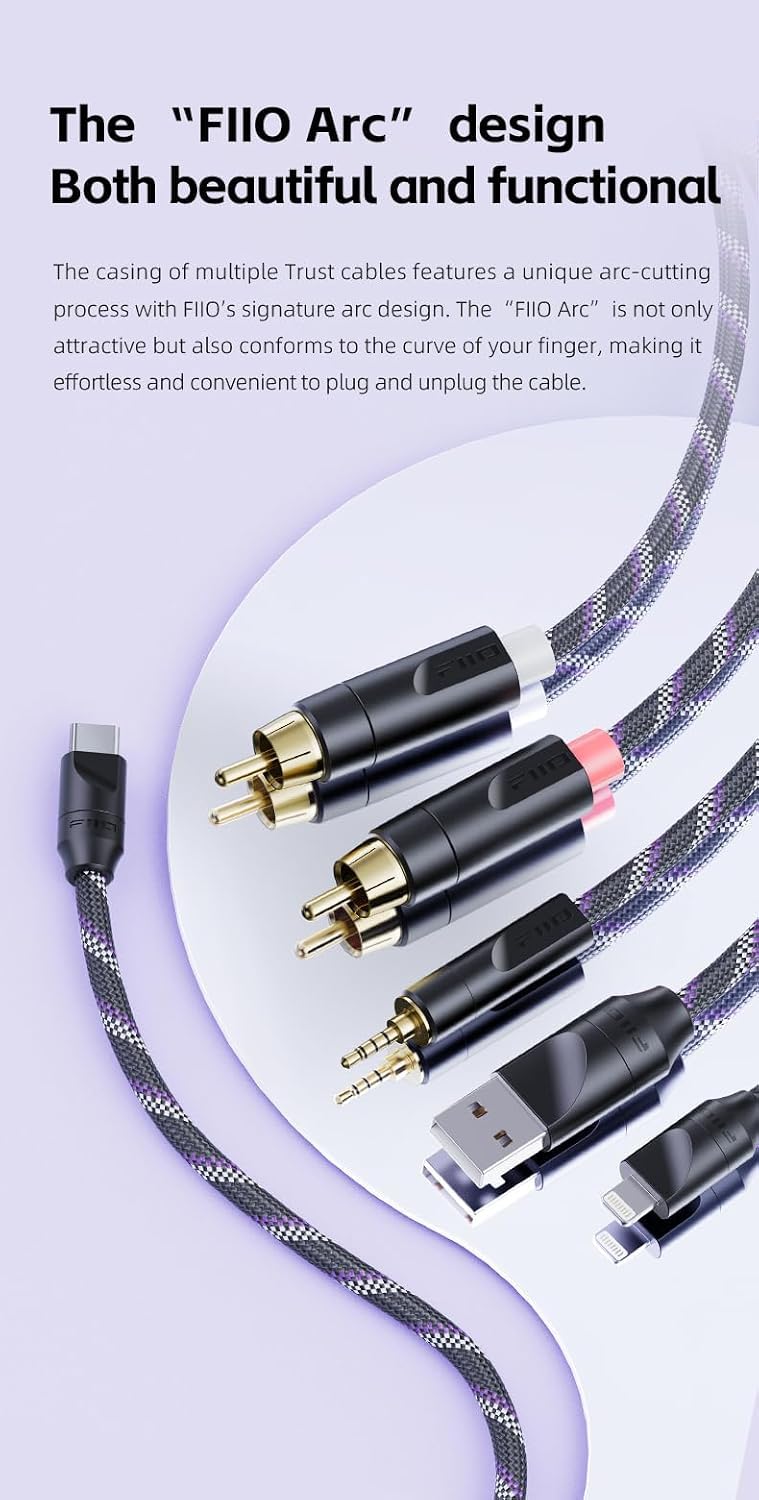 FiiO Trust Series USB-C to USB-C OTG Digital Audio Cable, Silver- by FiiO - Angle View 5