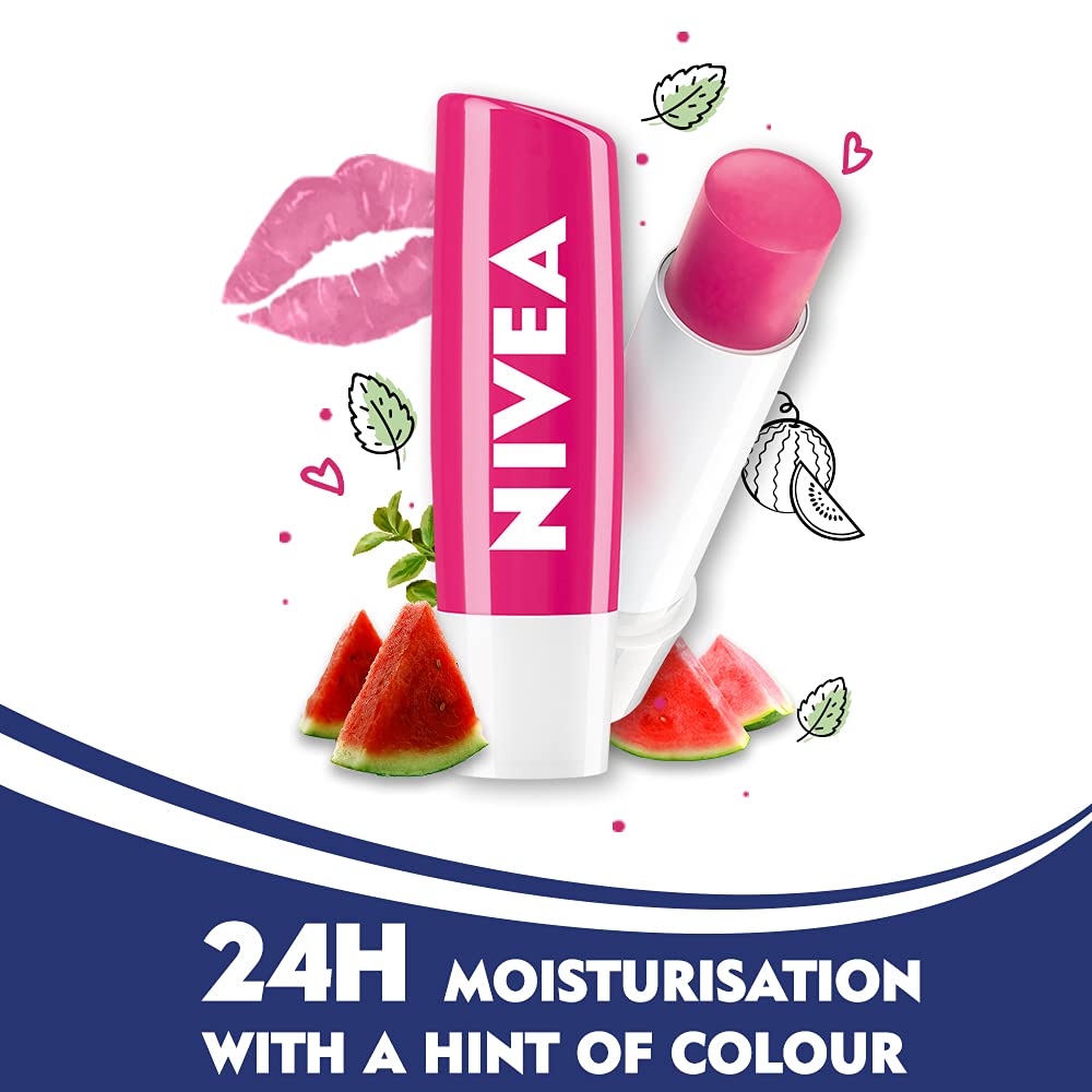 Nivea Fruity Shine Watermelon Lip Balm, 4.8gm - NIVEA Official Product View 4