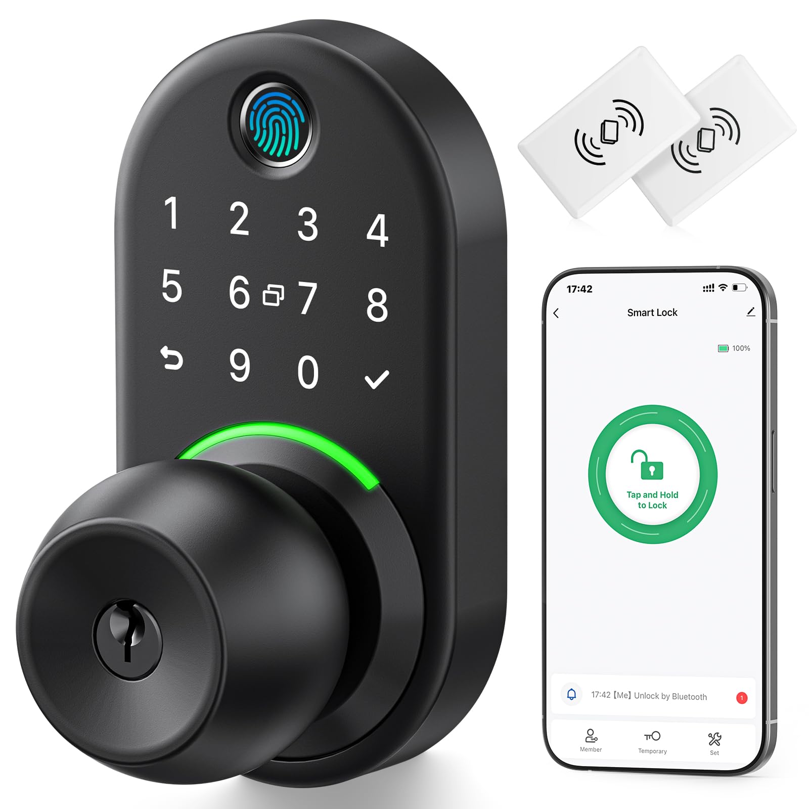 Keypad Smart Door Knob Lock, Yamiry Fingerprint Keyless Entry Handle Lock - Yamiry Official Product View 1