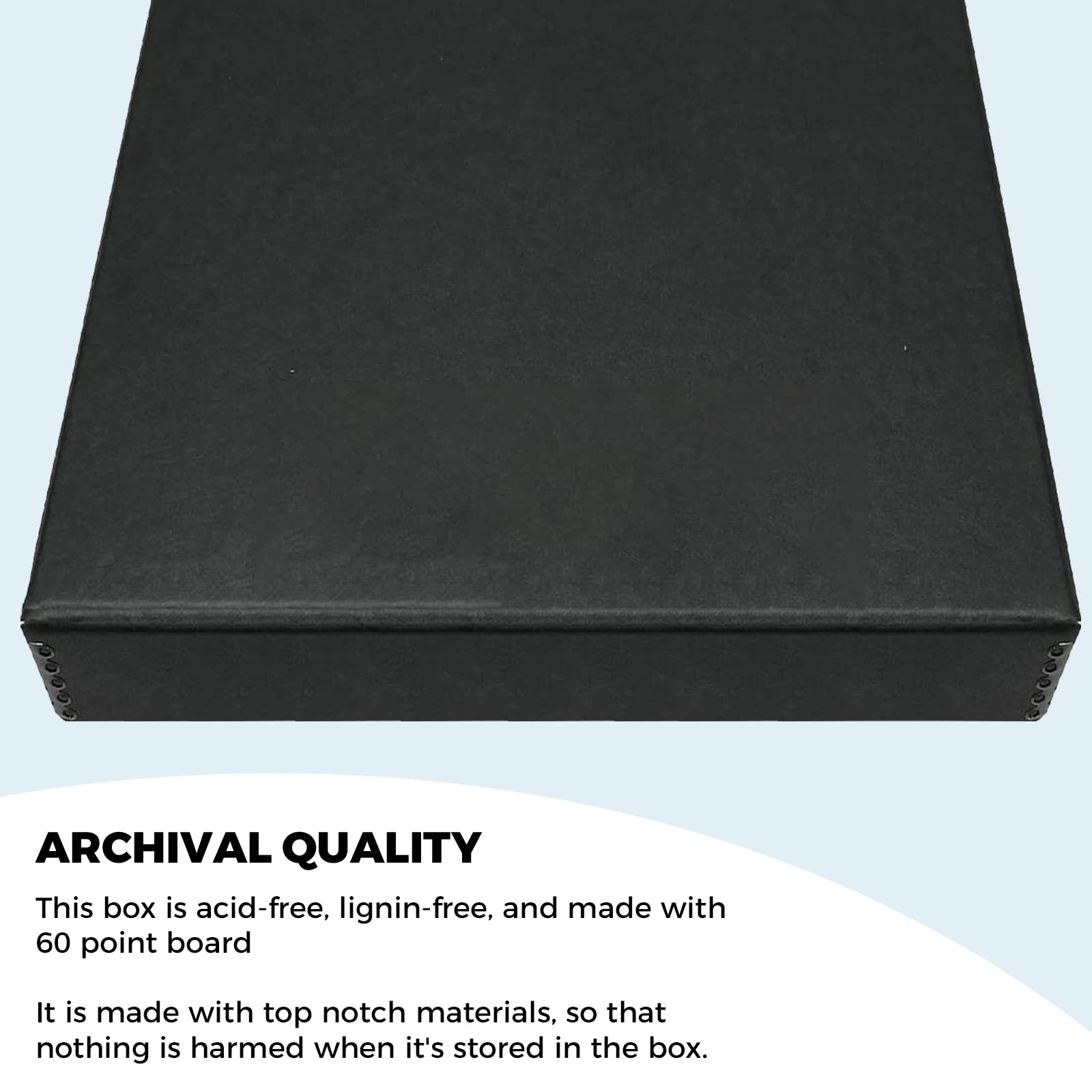 Black Golden State Art Clamshell archival storage box for 11x14 inch artwork, made for safe, acid-free document storage.
