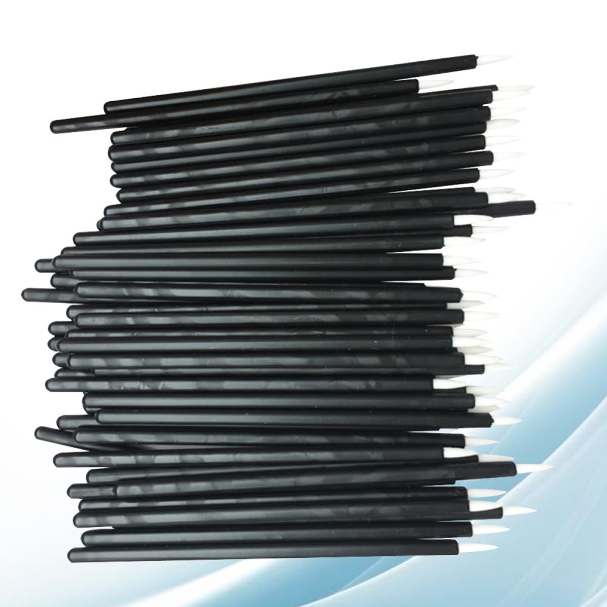 WOFASHPURET disposable eyeliner brushes with thin black tips for precise makeup application, 100-pack cosmetic brushes.