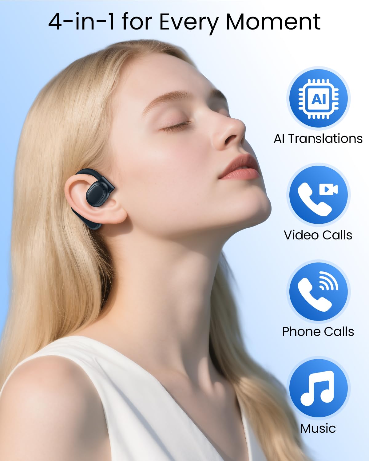 TAGRY AI Translation Earbuds Real Time 164 Languages 80H Playtime by TAGRY - Angle View 5