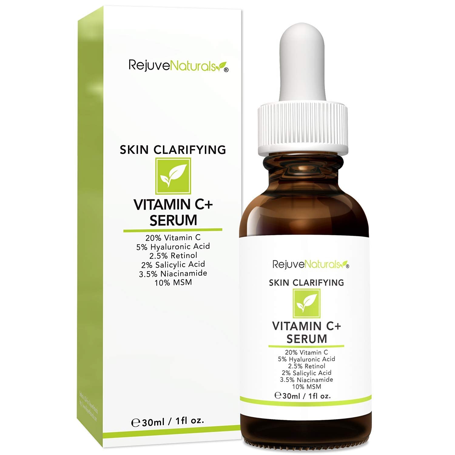 RejuveNaturals Vitamin C Serum Plus 5% Hyaluronic Acid, 2.5% Retinol, 2% - RejuveNaturals Official Product View 4