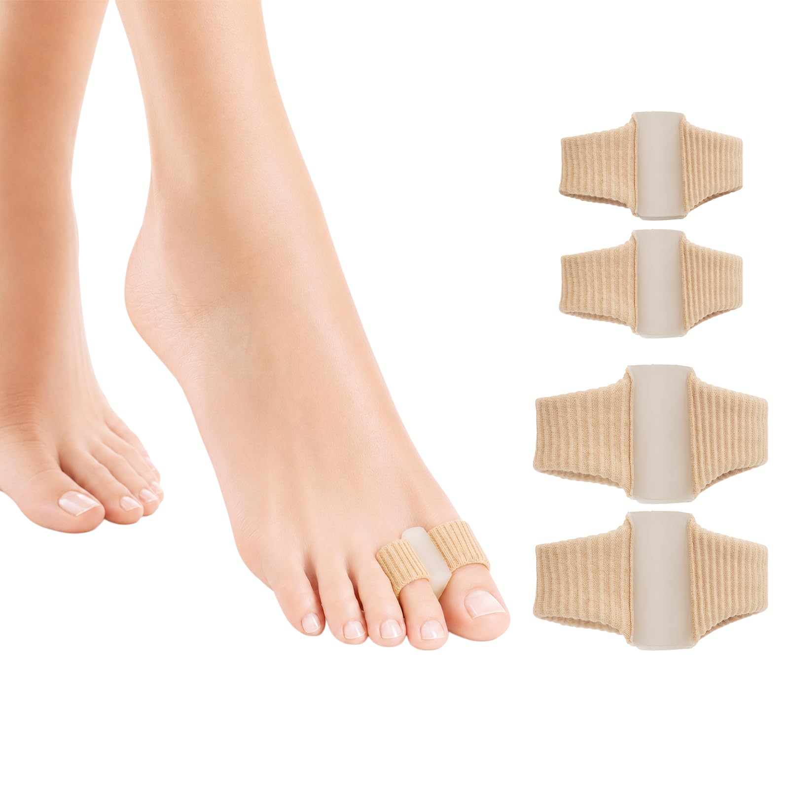 NUGRXIS Bunion Corrector Toe Spacers 4-Pack Silicone Foot Pain Relief
