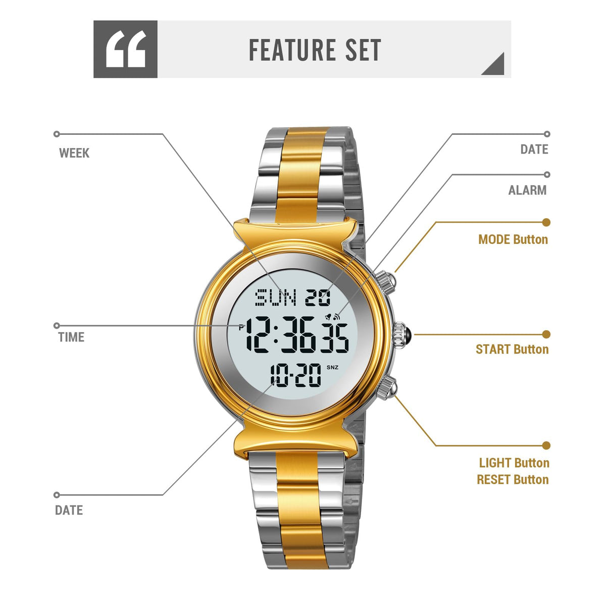 Gosasa Women s Digital Watch Stainless Steel Elegant - Gosasa Official Imagery - 7
