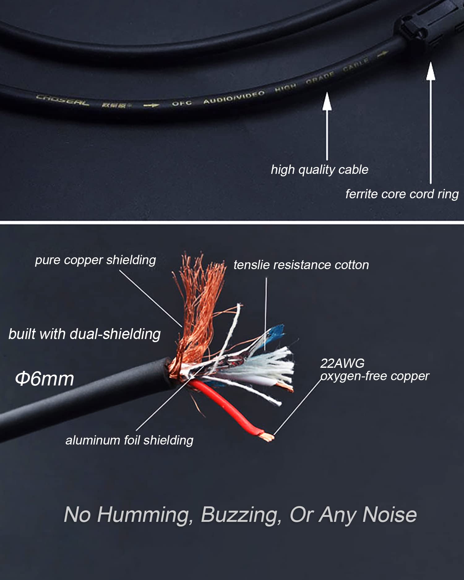 JORZOR Audiophile HiFi OFC Audio Cable 3.5mm Male to 2 RCA Male A by JORZOR - Angle View 6