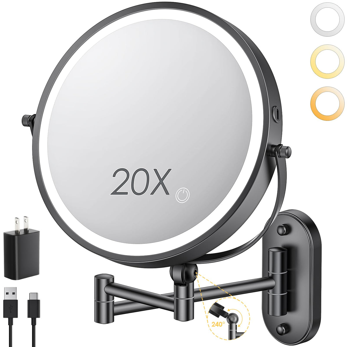 ZLOKLA 9 Wall Mounted Lighted Makeup Mirror 4000mAh - ZLOKLA Official Imagery - 1