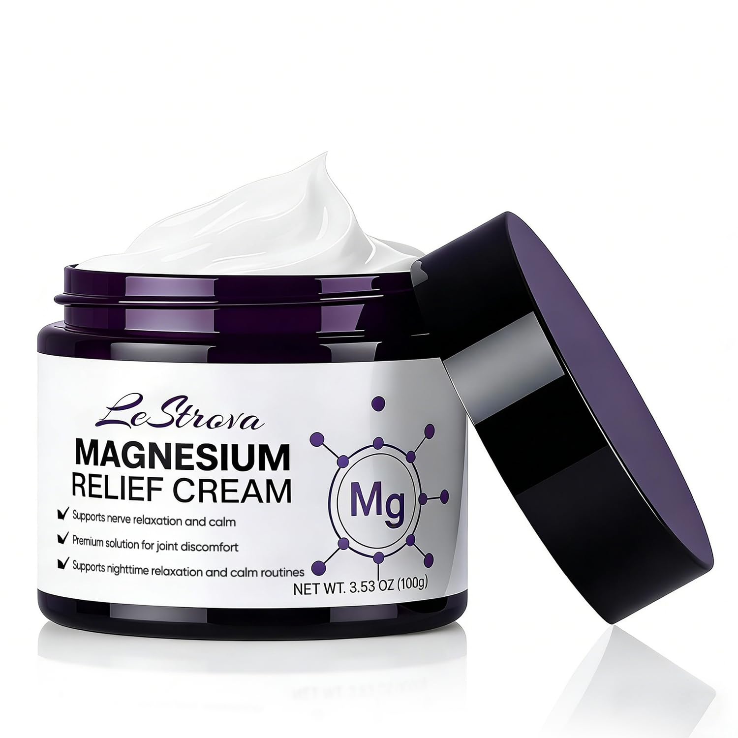 LeStrova Magnesium Cream, Magnesium Cream for Pain with Peppermint & Turmeric Blend, Comfort & Relaxation Body Lotion for Daily Massage, Suitable for All Skin Types.