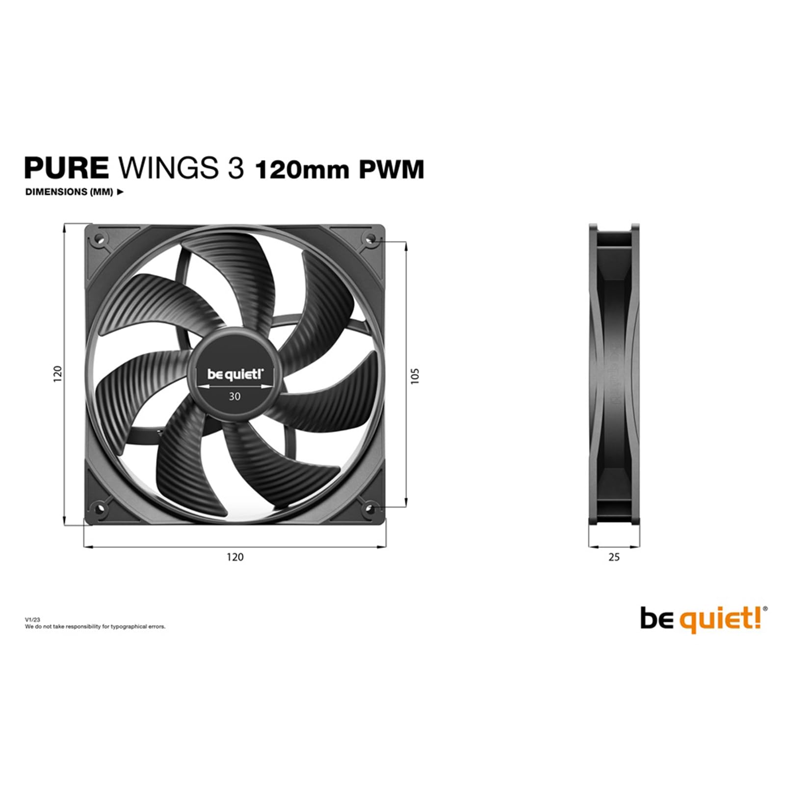be quiet! Pure Wings 3 120mm PWM Case Fan – Silent Airflow