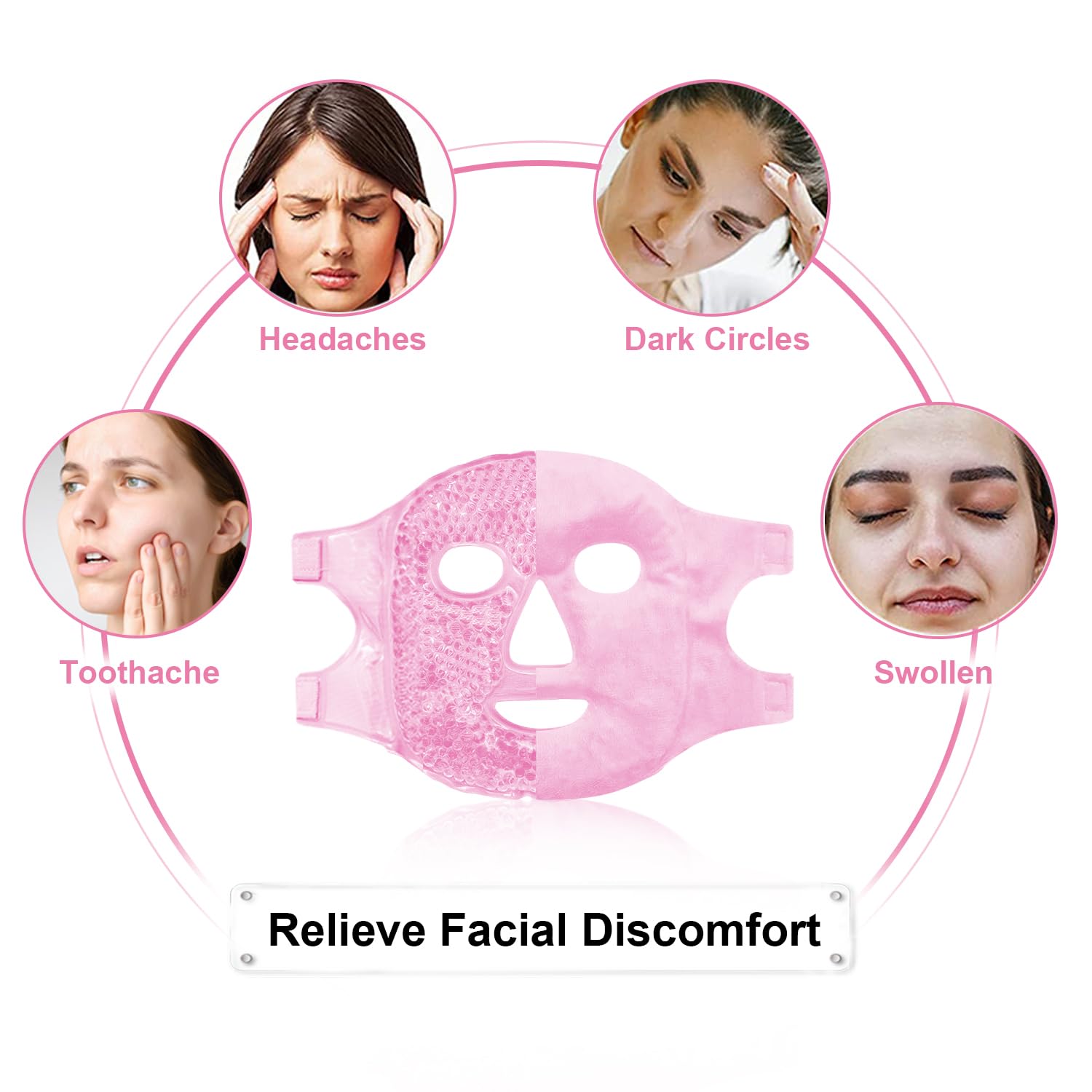 CONBELLA Cold Face Eye Mask bundle for hot and cold therapy, relaxing SKIN_TREATMENT_MASK for eye area with gel inserts.