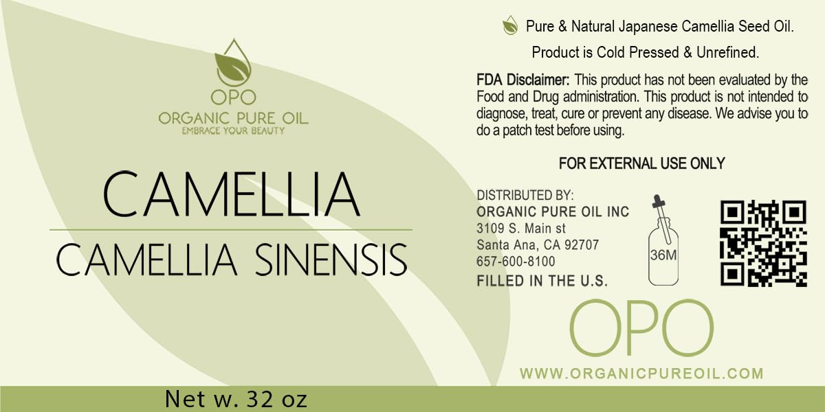OPO Japanese Camellia Seed Oil - 32 oz Cold Pressed, Unrefined, Extra Virgin, Perfect for Body, Skin, Hair, Face, Nails - OPO Official Product View 3