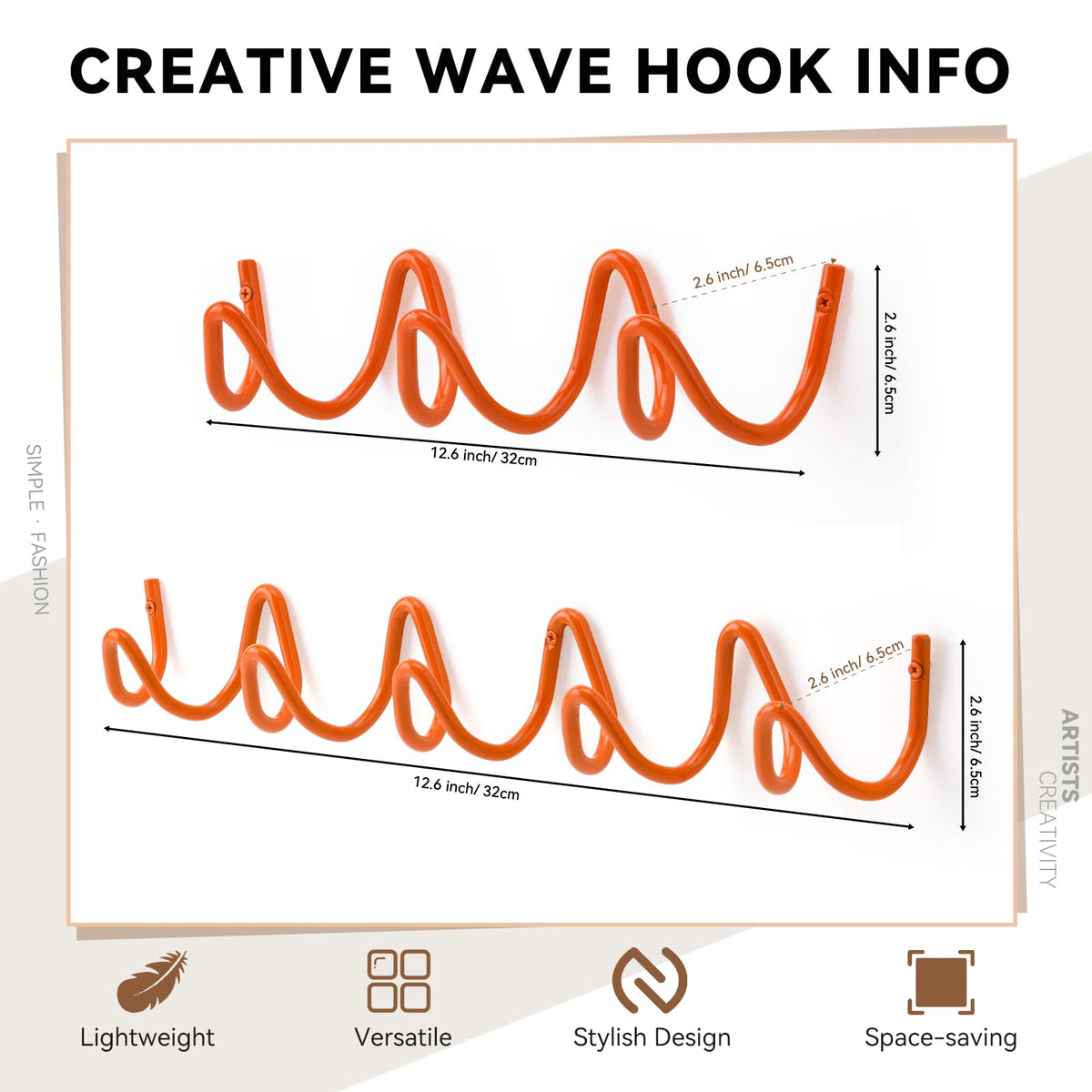 Coat Rack Wall Mount Creative Wave Wall Hooks 20KG Capacity - Bumtosc Official Imagery - 3