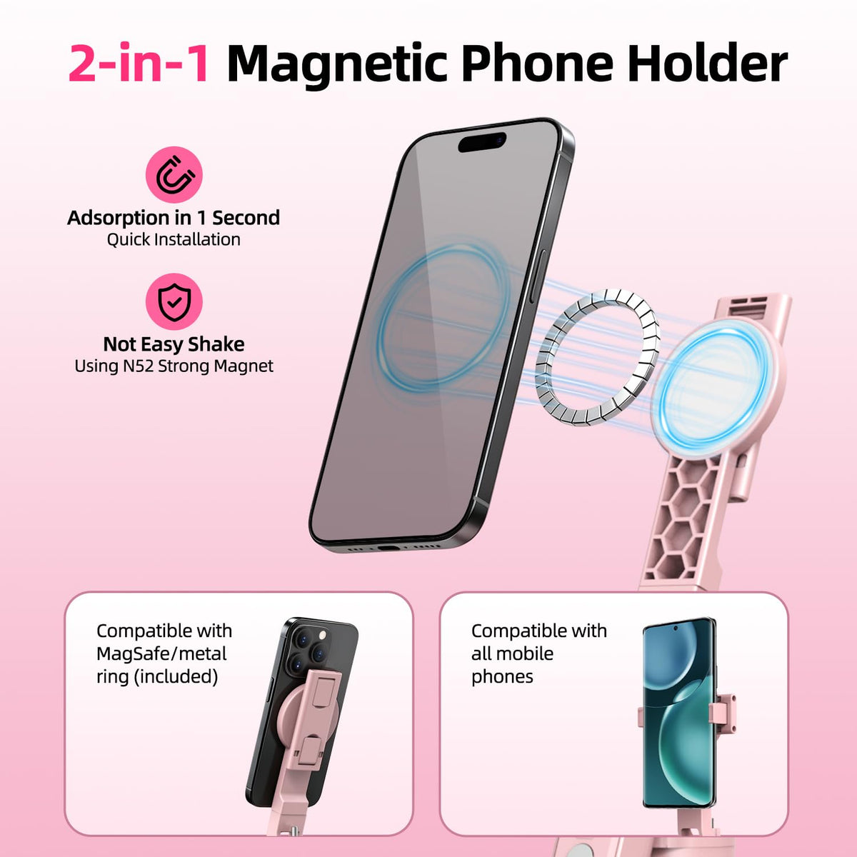 Pink Vlogging Kit for iPhone Android 71 Magnetic Auto Face - yAyusi Official Imagery - 6