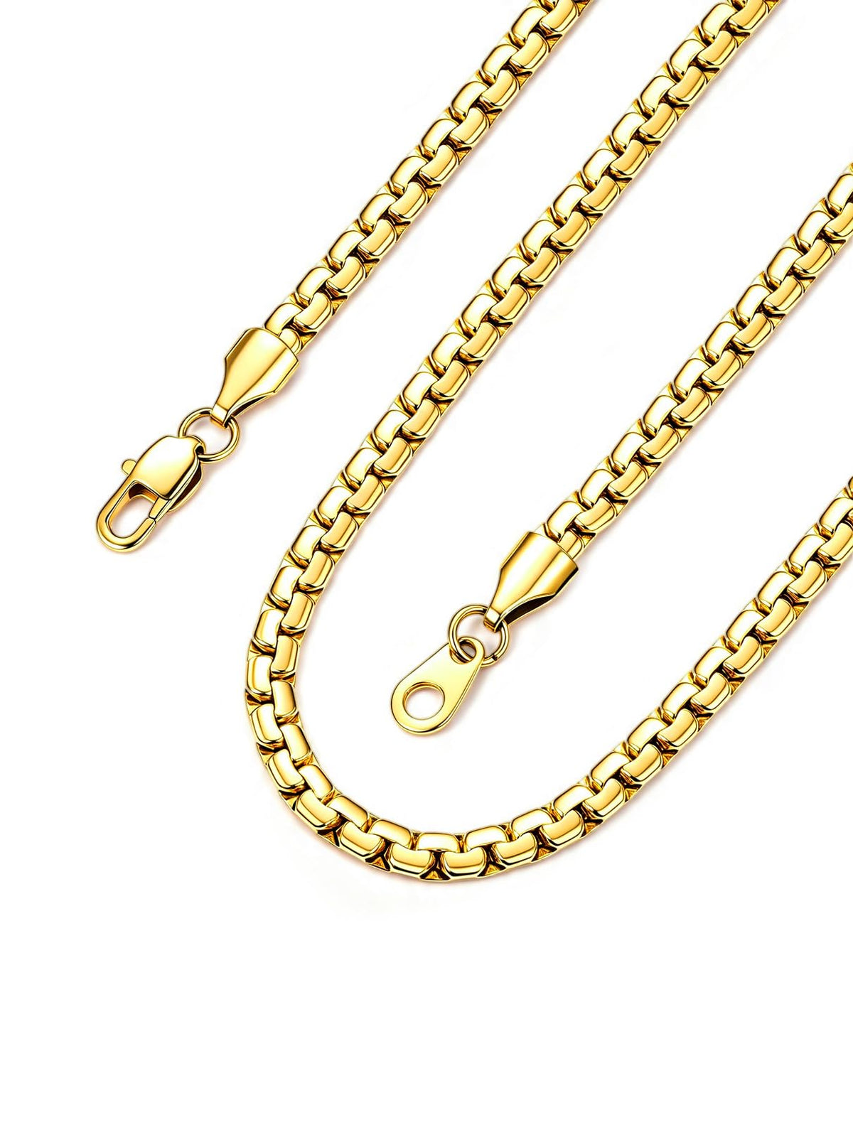 Bandmax Solid Stainless Steel Flat Box Link Chain Necklace - Bandmax Official Imagery - 1