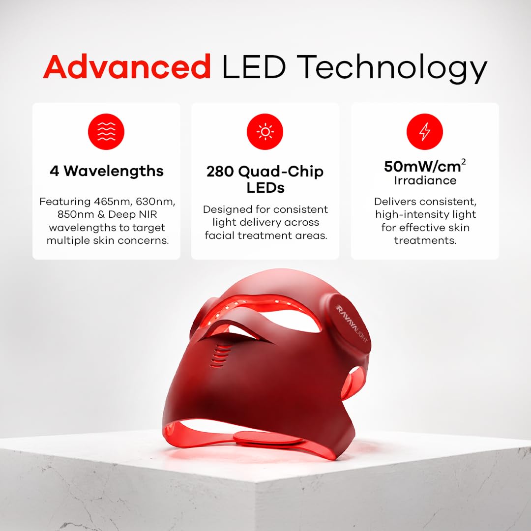 LED Red Light Therapy Face Mask 280 LEDs 4 Wavelengths 5 - RevivaLight Official Imagery - 6