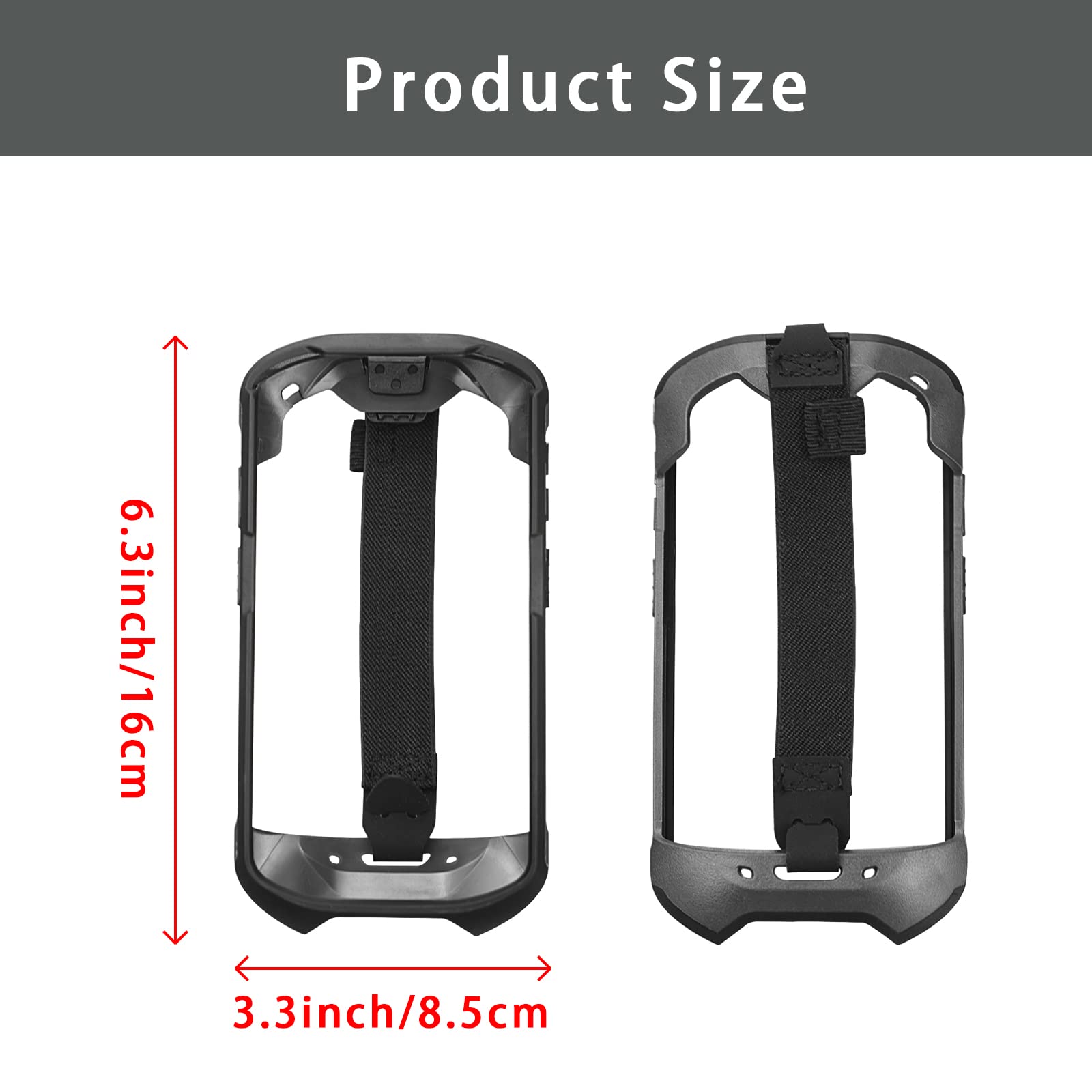 NAGRIS rugged black protective bumper case with hand strap for Zebra TC51 and TC52 barcode scanner, slim TPU mobile computer cover