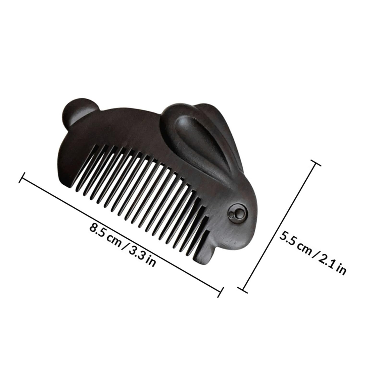 CATIEBYE wooden hair comb with bunny design, small handheld massage and detangling tool for scalp stimulation and hair care.