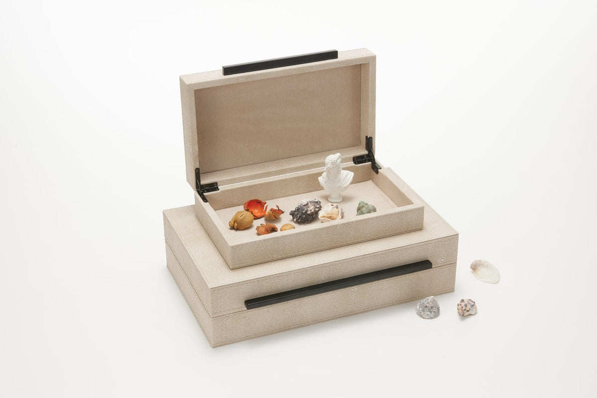 Sagala Set of 2 Ivory Shagreen Decorative Boxes With Black - Premium Selection Official Imagery - 7