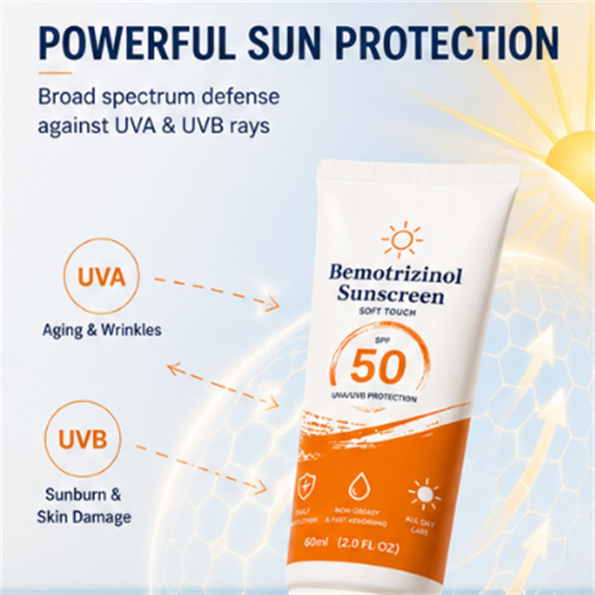 Sunscreen SPF 50 Face Body Sun Care Lotion Water Sweat - Bemotrizinol Sunscreen Official Imagery - 5