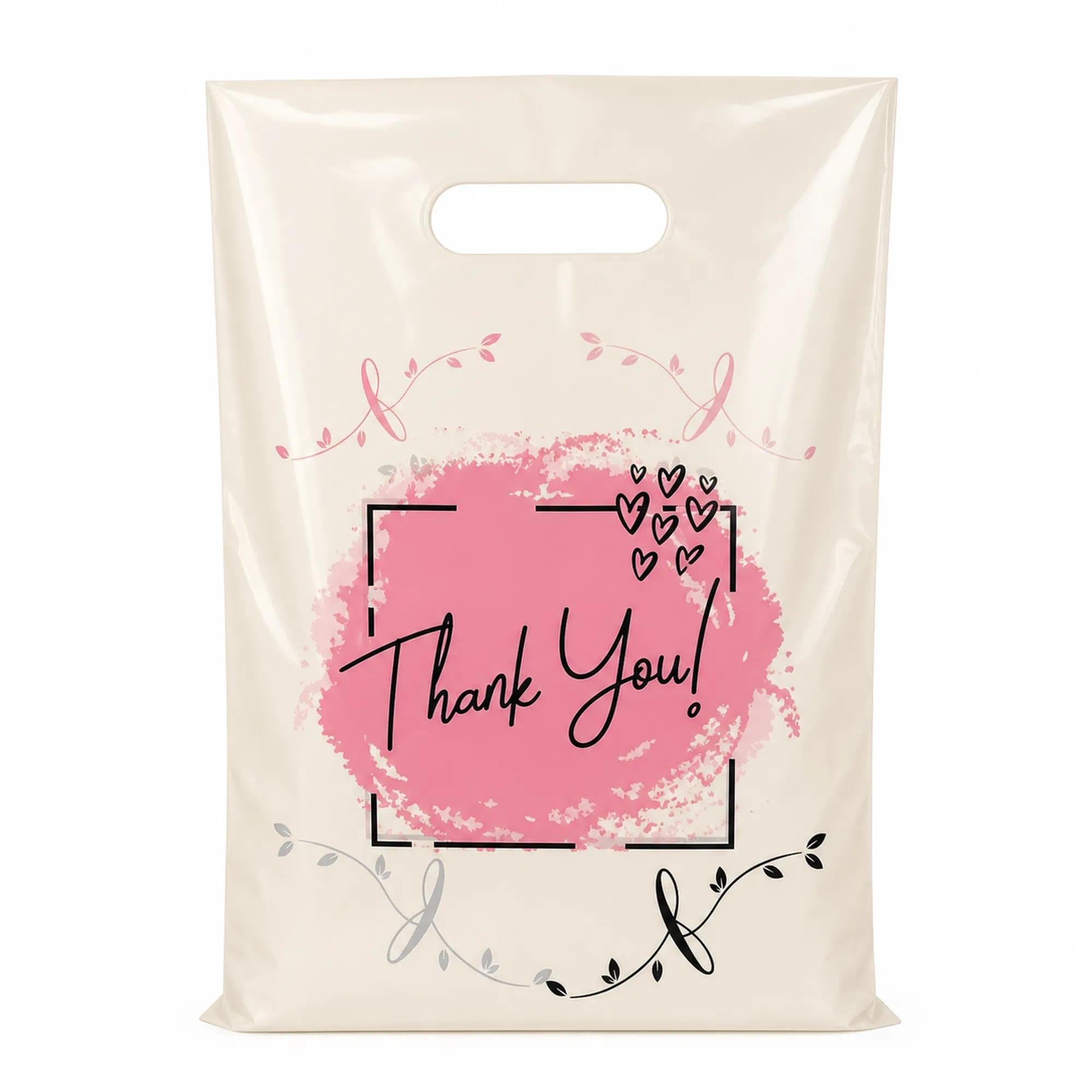 ysmile Small Thank You Bags with Handles – 100 Pack 5.9"x7.8" - Product Imagery