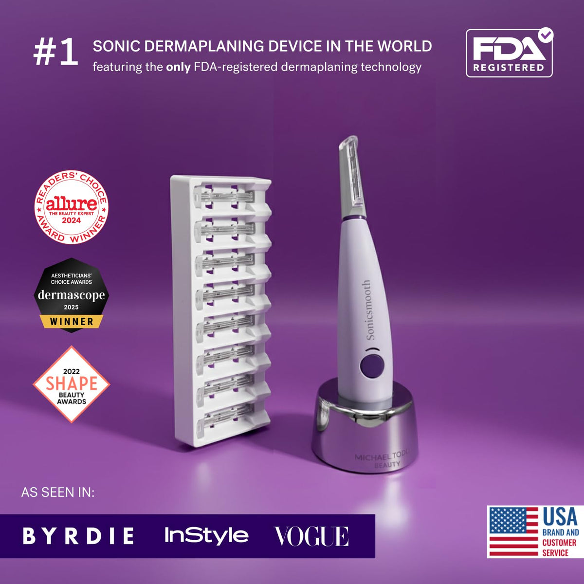 Michael Todd Beauty Sonicsmooth Dermaplane Razor for Women - MICHAEL TODD Official Imagery - 4