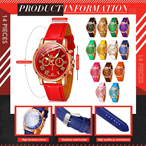 Yinkin 14 Pcs Assorted Platinum Watch Unisex Quartz Watch Sets - Product Imagery