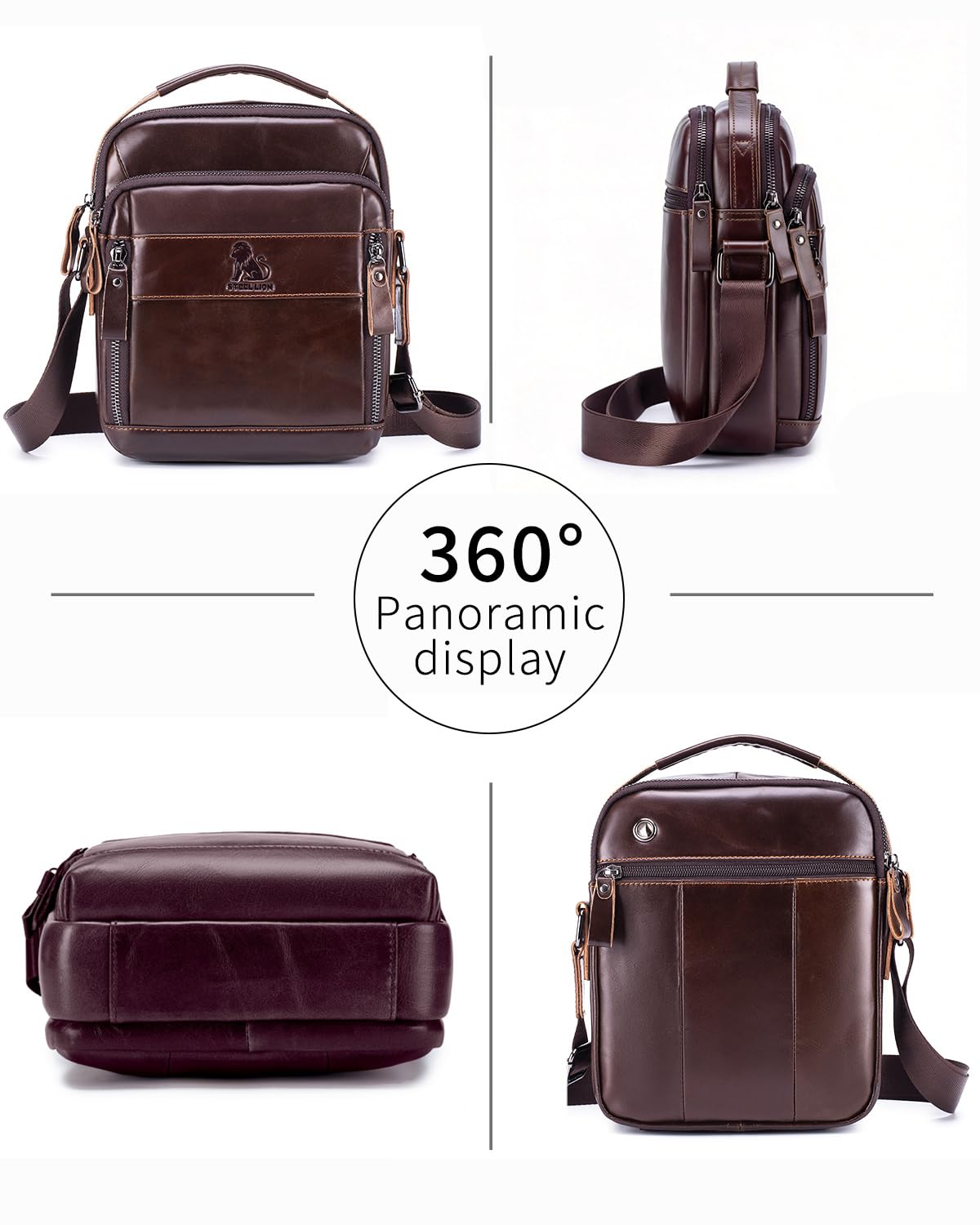 Men s Cowhide Leather Crossbody Shoulder Bag Top Handle - STEELLION Official Imagery - 8