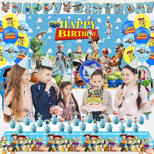 Cartoon Birthday Party Decorations, Toy Themed Party Supplies - Product Imagery