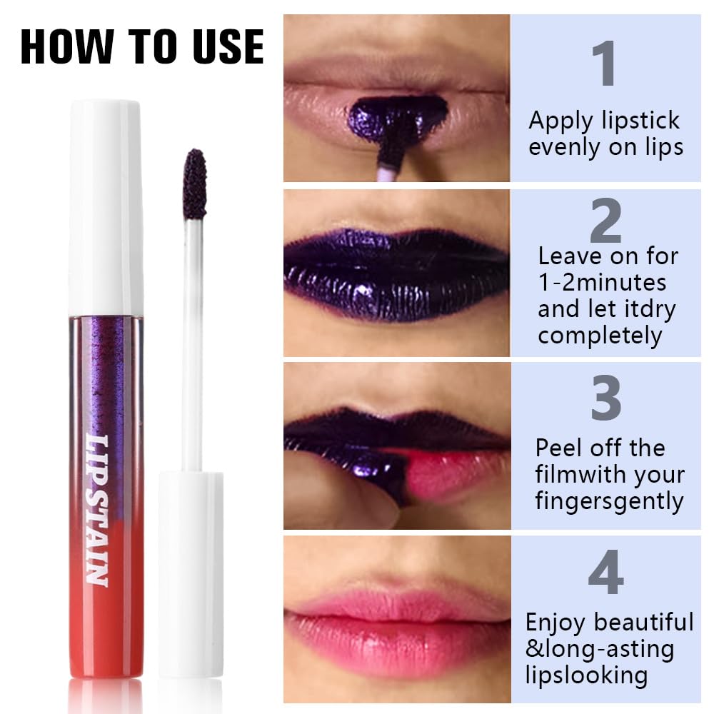 evpct 3Pcs Peel Off Lip Stain Tints, Maroon Mauve Red Matte Liquid Lip - View 6