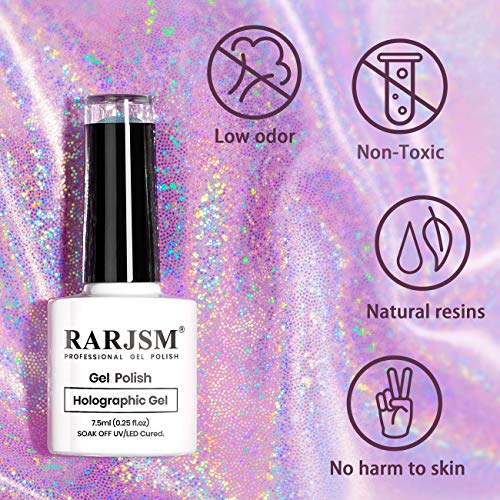RARJSM Holographic Nail Polish Set Silver Glitter 1PCS 7.5ML - Product Imagery