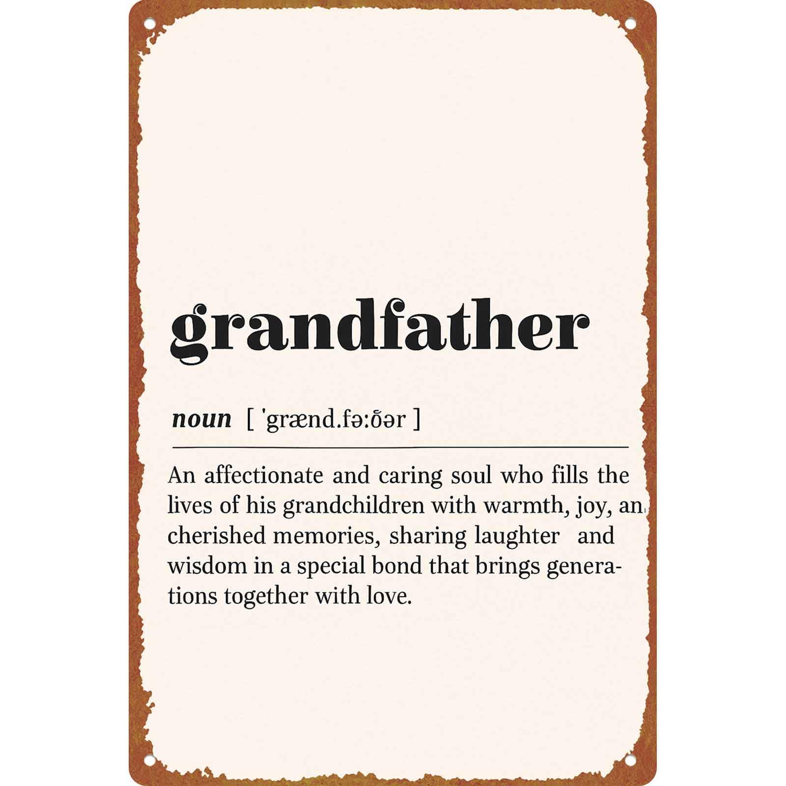 Grandfather Definition Metal Sign, 8X12 Inch Aluminum Wall Art, - Product Imagery