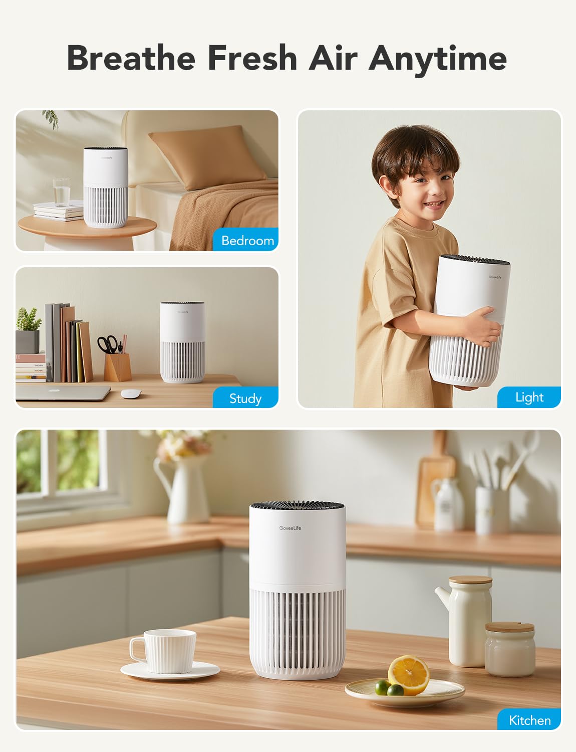 GoveeLife Smart Mini Air Purifier for Bedroom, with App & Alexa Control - GoveeLife Official Product View 8