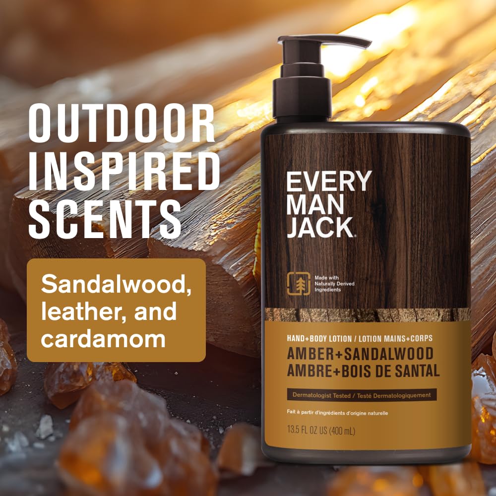 Every Man Jack Hand Body Lotion for Men Amber Sandalwood 2pk - Every Man Jack Official Imagery - 4