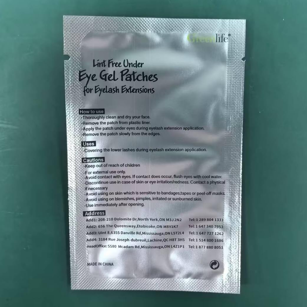 200 Pairs GreenLife 100% Natural Eyelash Extension Under Eye Gel Pads patches kit Collagen Aloe Vera Hydrogel Eye Patche