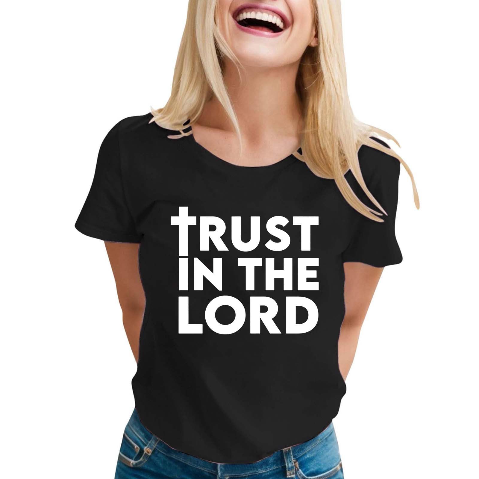 Womens Tshirt Short Sleeve Cute Print Tees Tops Crew Neck Loose - Product Imagery