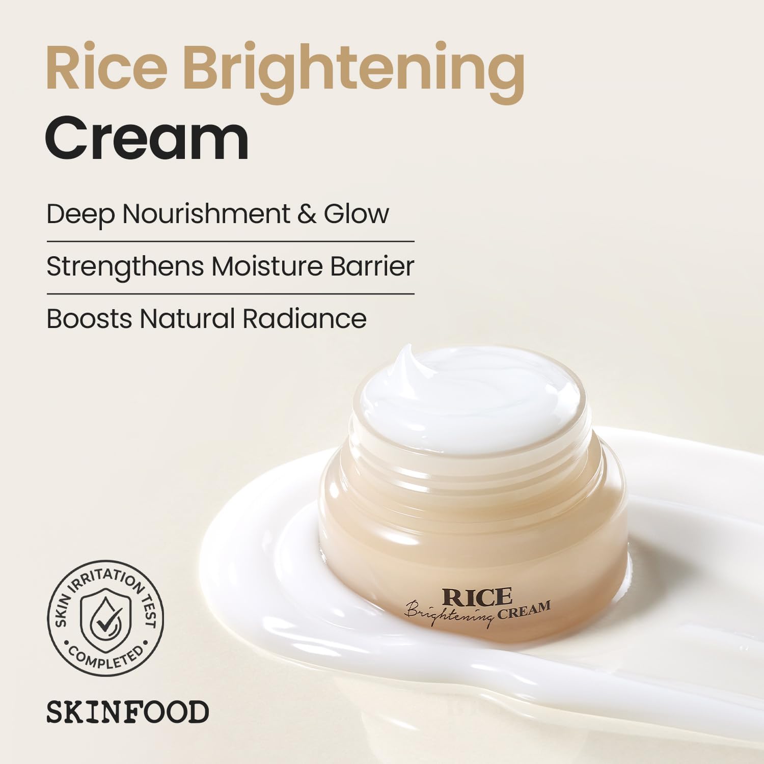 SKINFOOD Rice Brightening Cream, Korean Face Moisturizer with 48 Hours Fermented Rice Water, Korean Skin Care Rice Moisturizer for Natural Glow Glass Skin, Nourishing, Vegan, 60ml/2fl.oz. - SKINFOOD 1957 Official Product View 3