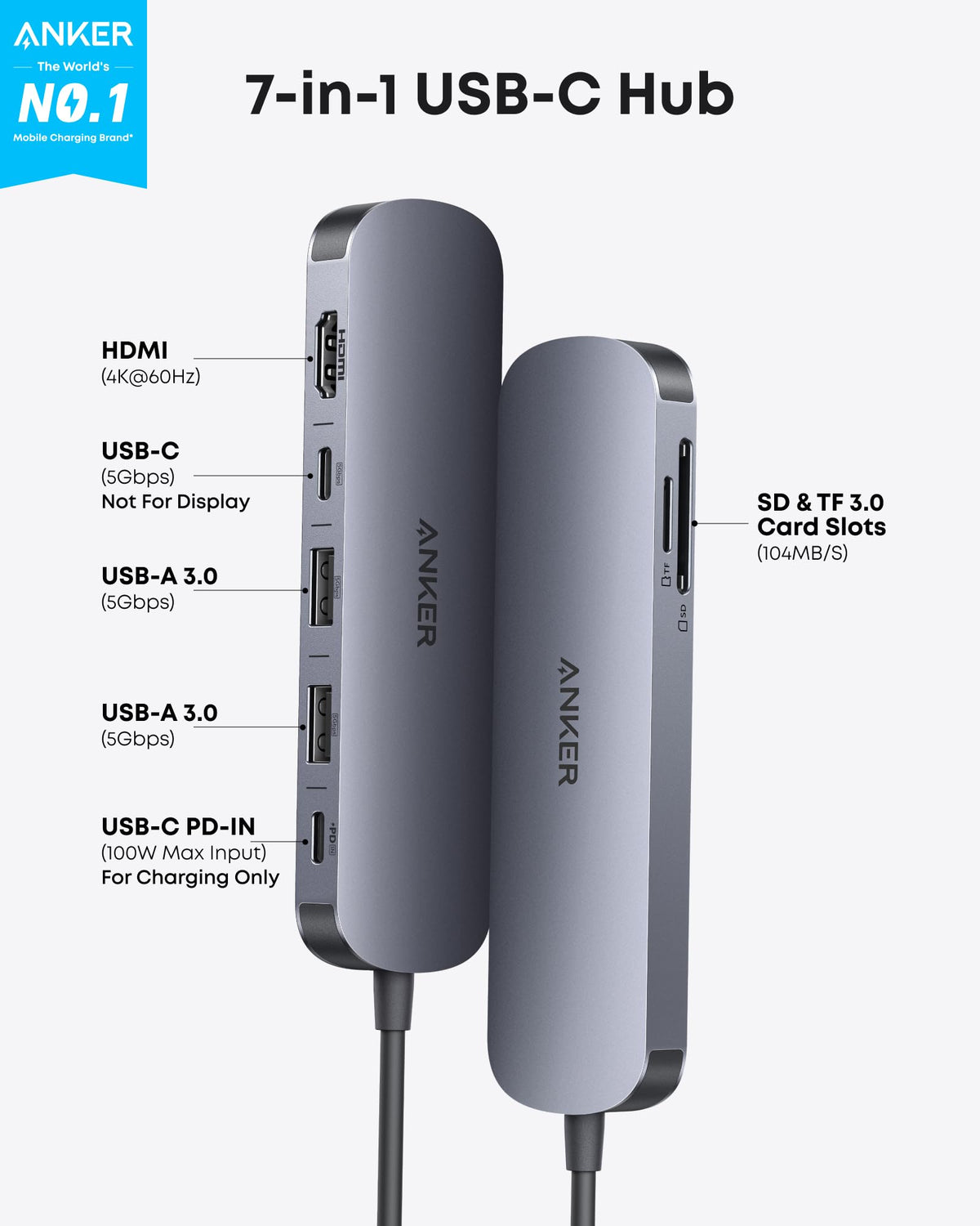 Anker USB C Hub 7in1 Multi Port USB Adapter 4K 60Hz USBC to - Anker Official Imagery - 3