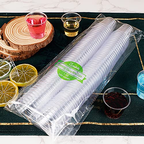 Zcaukya 100 Shot Glasses, 1oz Clear Plastic Disposable Hard - Product Imagery