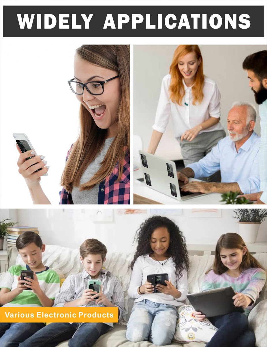 Stickers for Cell Phones/Laptops/Tablets/Devices/Household Equipment - 4.2 x 2.4 x 0.015 inches-Large Area Protection-Applies to Everyone - [Reusable] - (6 Pack)