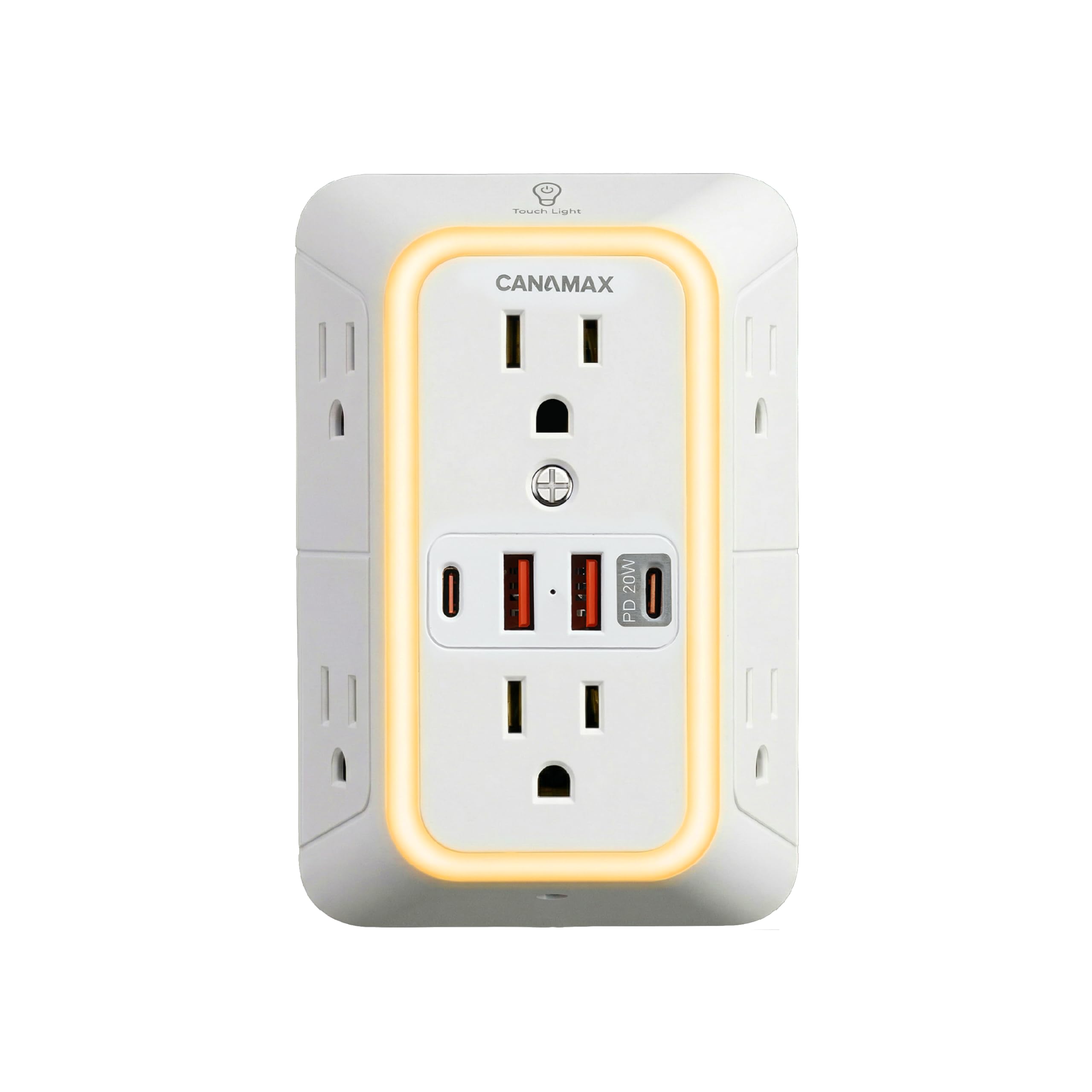 Canamax Multi Plug Wall Outlet Extender - 6 Outlet 4 USB Ports - Canamax Official Product View 1