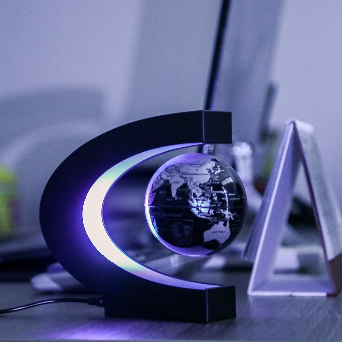 MOKOQI Magnetic Levitating Globe with LED Light | Cool Tech Gift by MOKOQI - Angle View 7