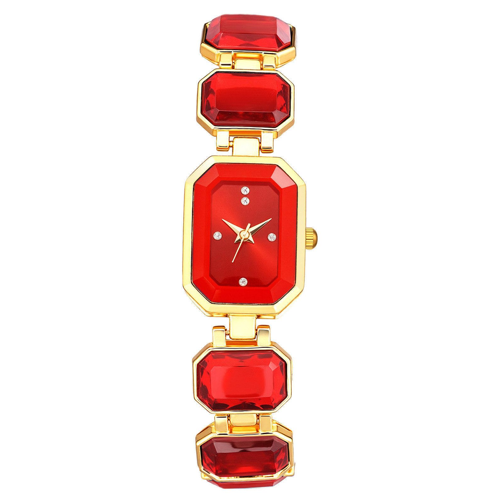 JewelryWe Women's Square Crystal Watch: Quartz Analog Elegant - Product Imagery